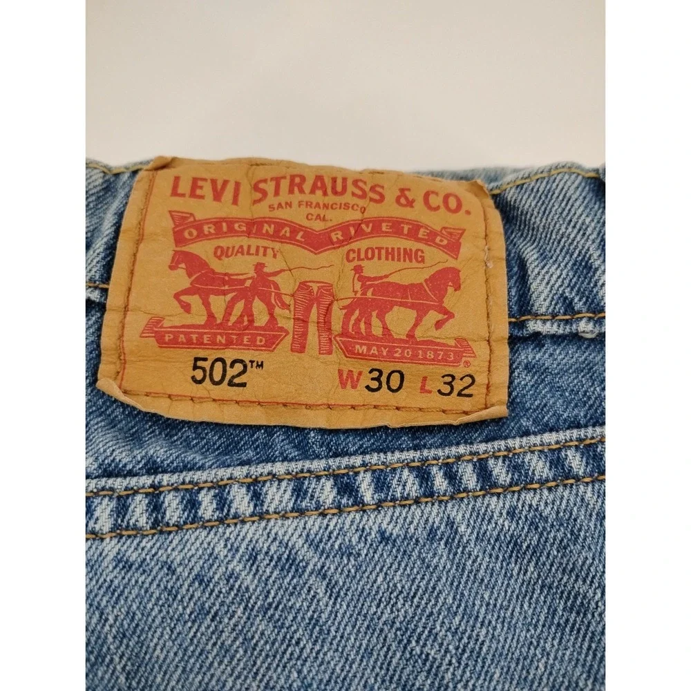 Levis 502 Jeans Regular Taper Blue 30x32 Distressed Grunge
